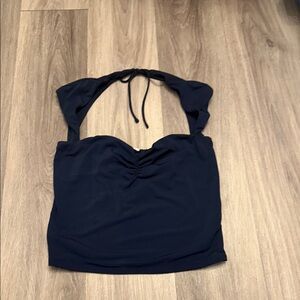 Garage Navy Halter Crop Top